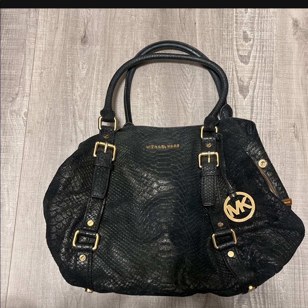 Black and gold Michael Kors snakeskin purse